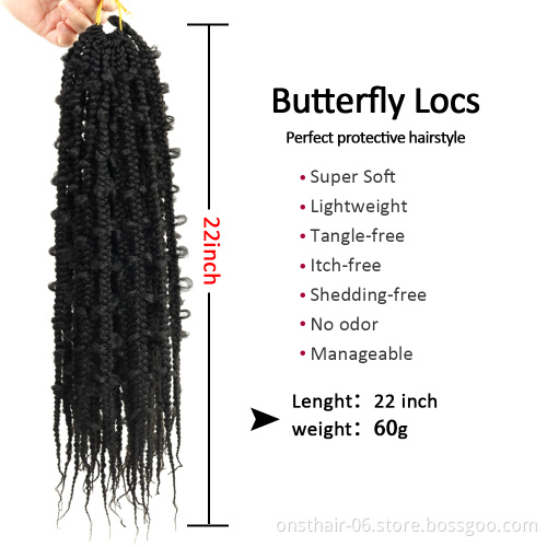 Long Color butterfly Locs  Hair Synthetic 22 inch Wavy Senegalese Twist Crochet Braid Extension For Black Women Braiding Hair